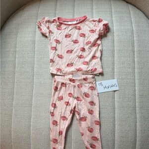 Pink Strawberry Print Kids Pajama Set - 18 Months
